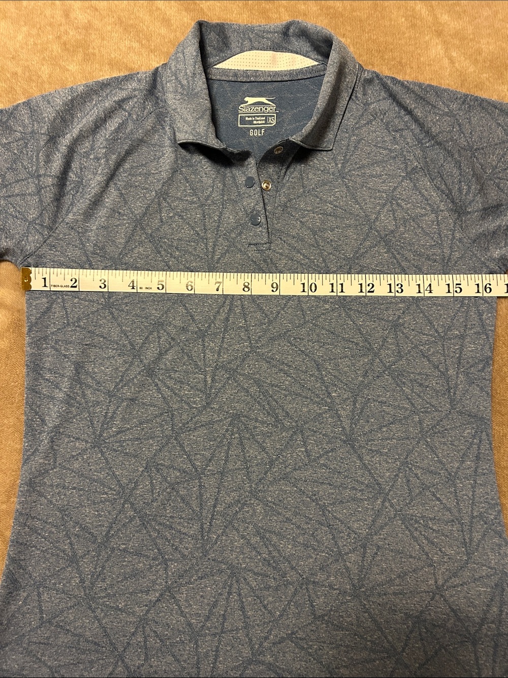 Slazenger Golf Blue Heathered Geometric Polo, Size XS - Picture 3 of 7